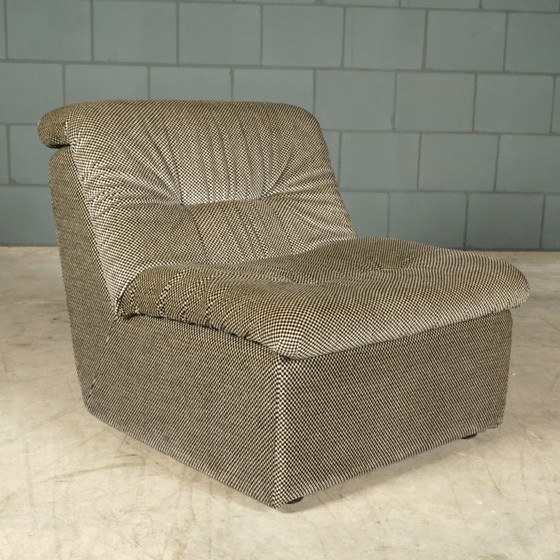 Image 1 of Modulares Sofa aus der Mitte des Jahrhunderts – Samt-Pepita-Stoff – 1970er
