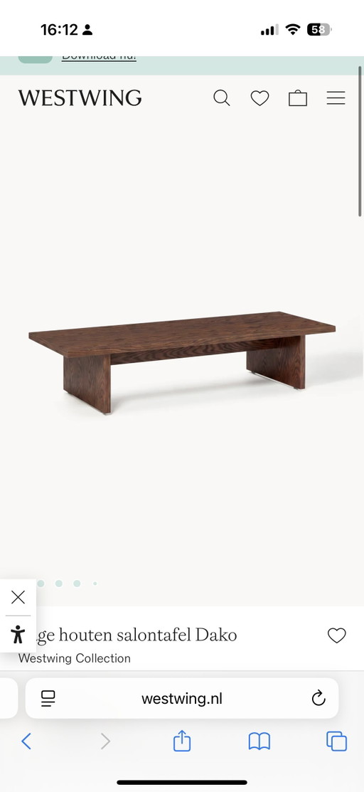 Lage houten salontafel Dako Westwing