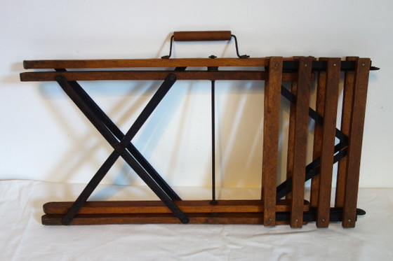 Folding Stool with Carry Handle, 1930-1940, Wood, Metal, Brown, Vintage (photo 7 of 8)