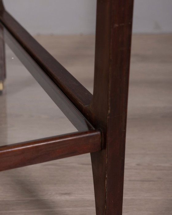 Image 1 of Chariot de cuisine vintage des années 1940, en bois et verre, de style italien.