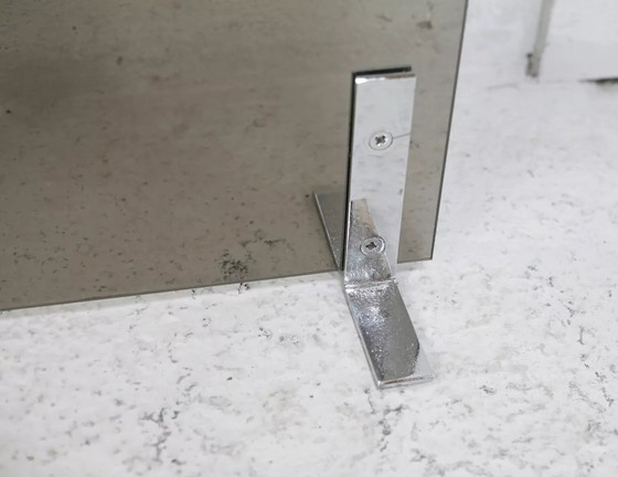 Image 1 of Pare-feu Saint-Gobain, Acier Chromé et Verre Fumé, France