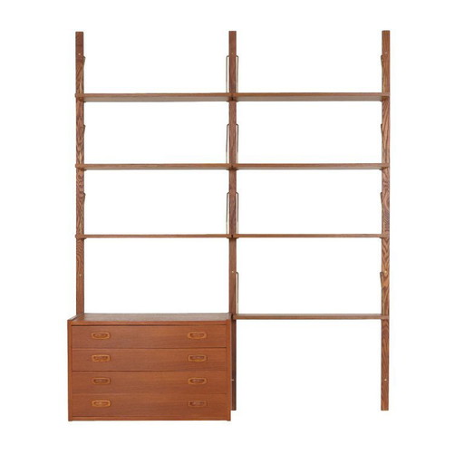 Librería de teca PS System, diseño danés, década de 1960, fabricada por Randers Møbelfabrik.