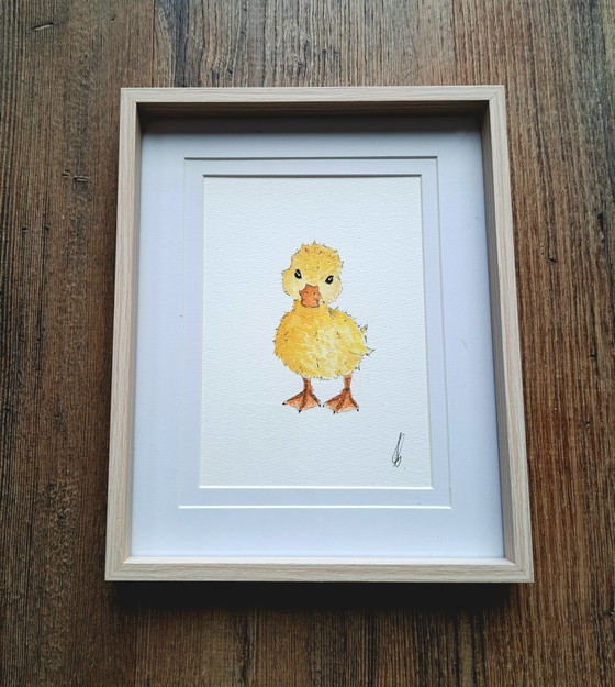 Origineel aquarel baby eendje | Inclusief lijstframe – Schilderijen & Tekeningen, Paper (photo 4 of 5)
