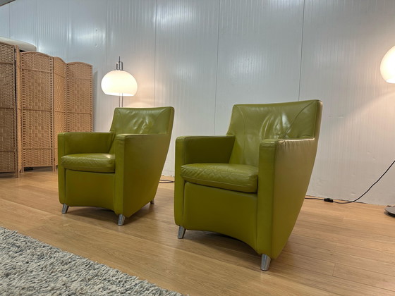 Image 1 of 2x Leolux Dolcinea Fauteuils Vert | Légèrement utilisé