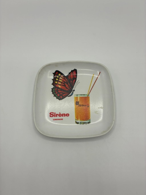 Sirène Limonade Werbe-Münztablett – Belgisches Bistro-Café der 1960er Jahre – decoratieve objecten, Plastic