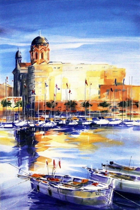 Image 1 of Ella Fort: "St. Raphael." Hand-signed and numbered color lithograph.  Here number 281/390.