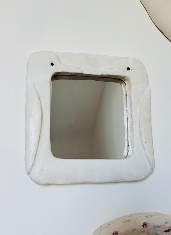 Image 1 of Espejo de cerámica francés contemporáneo diseñado por Renzo Maar.