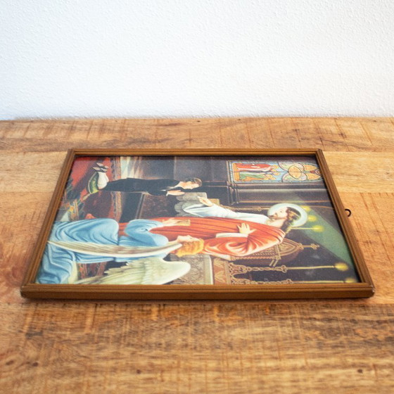 Image 1 of Lámina religiosa conmemorativa antigua enmarcada para la Primera Comunión.