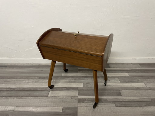 Vintage teak Danish sewing trolley