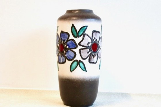 XL West Germany Fat Lava Geblümte Vase, Vasen (Foto 5 von 7)