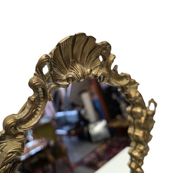 Image 1 of Antiguo espejo de mesa de bronce francés