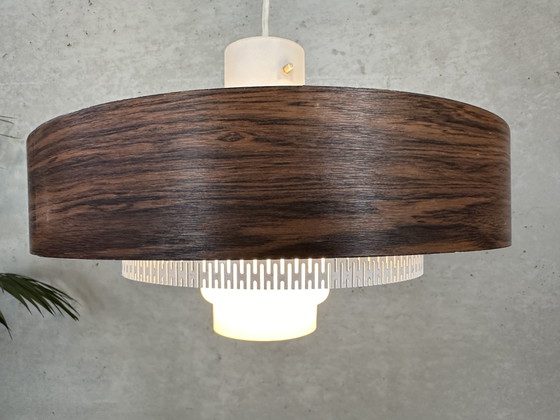Image 1 of Lampada a sospensione vintage - metallo e opalino