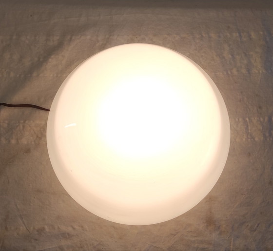 Image 1 of Art Deco plafondlamp met opalen bol - midden 20e eeuw