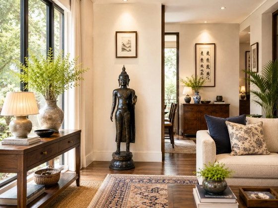 Lifesize Bronze Walking Buddha – 117 cm – Sculpture (photo 8 of 11)