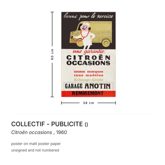Image 1 of COLLECTIF - PUBLICITE Citroën-Anlassplakat 1960
