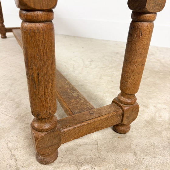 Dos bancos de madera, marrones, Marrón, Vintage (foto 11 de 14)