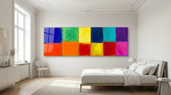 Image 1 of Moderne Neon-Farbfeldmalerei – Exklusive Luxus-Edition | Acrylglas | Größen 250 × 85 cm
