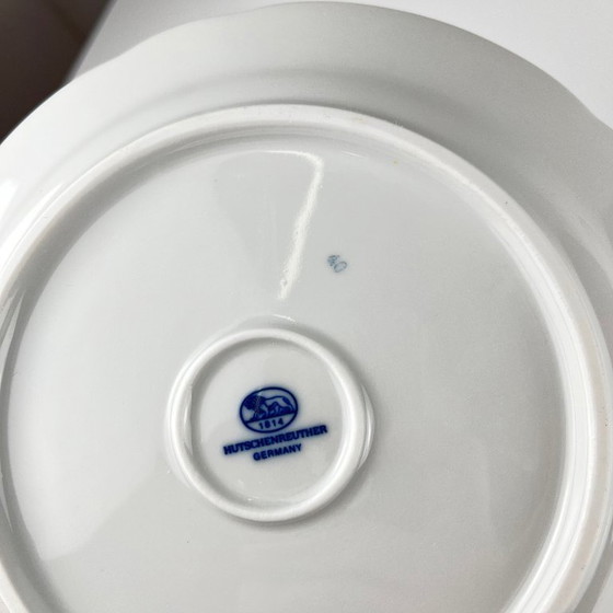 Image 1 of Grote ronde botervloot Hutschenreuther blauw uien porselein Duitsland vintage zeldzaam