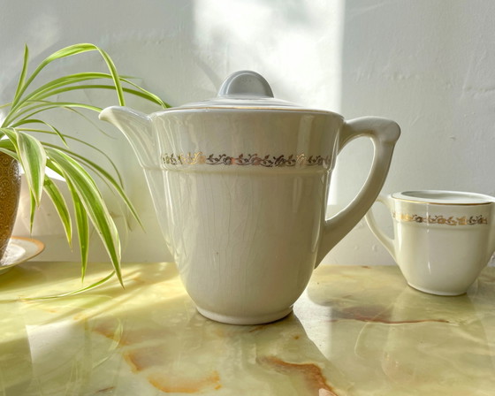 Vintage Gilded White Porcelain Tea/Coffee Set, Moulin des Loups, MADRID Model – Crockery (photo 9 of 14)