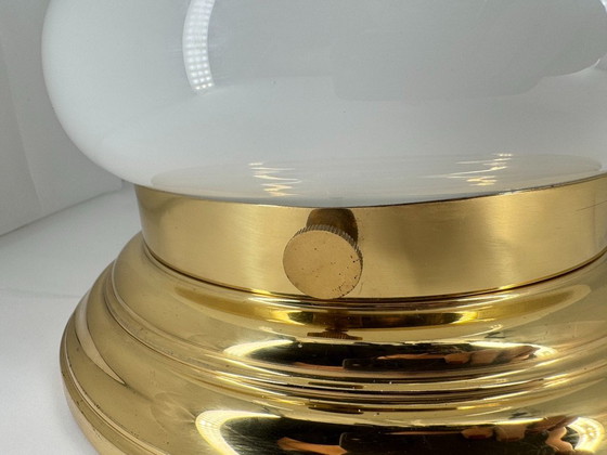 Vintage Ceiling Light - Art Déco / Mid Century Design - 2-bulb E14 - Bauhaus Style, Brass, Glass, Gold (photo 10 of 15)