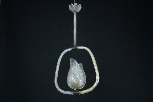 Ercole Barovier Murano glazen kroonluchter. Italië jaren 40