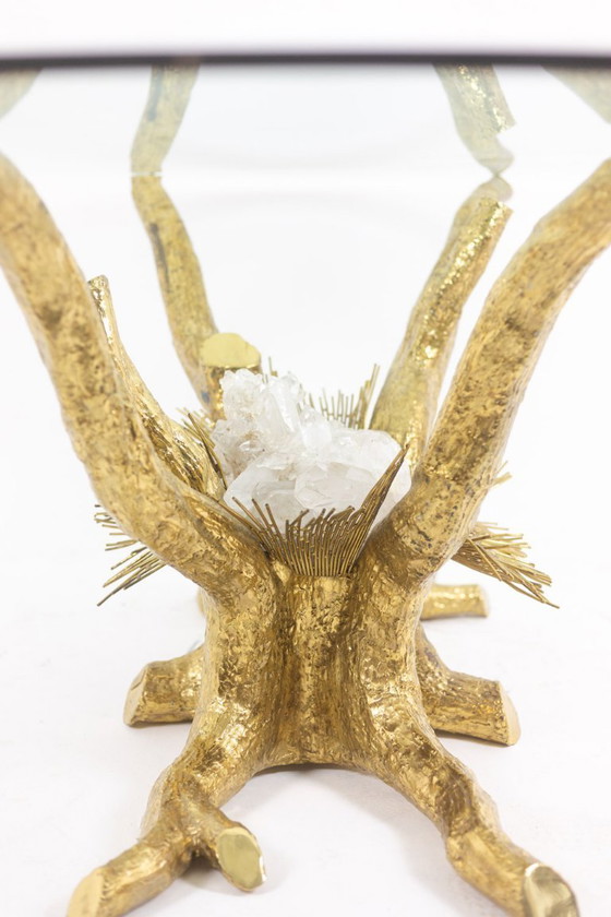 Image 1 of Pierre Duval Brasseur. Gilt brass dining table. Circa 1970.