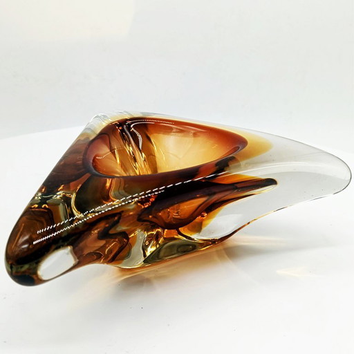 1960s Stunnning Big Triangular Ashtray or Catch-all in Murano Glass. Made in Italy.
