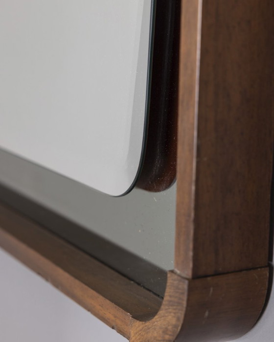 Image 1 of Vintage 1960s wall mirror in wood and smoked glass, Italian design