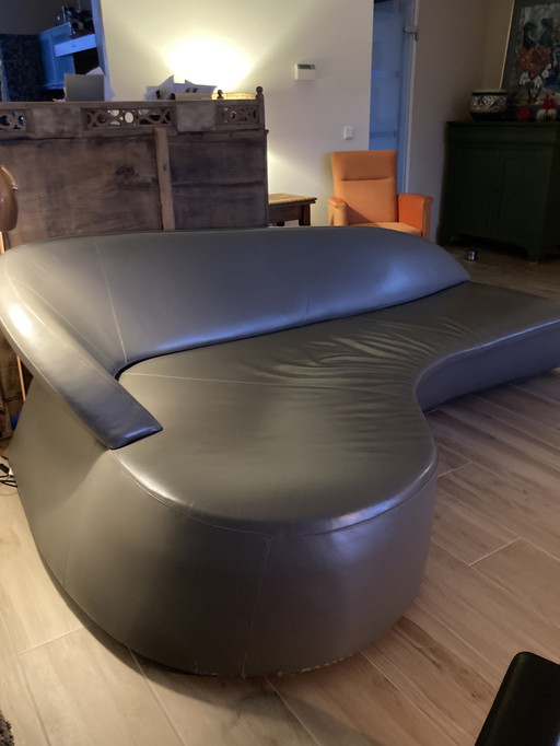 Banque Leolux Morena + hocker, couleur taupe leer