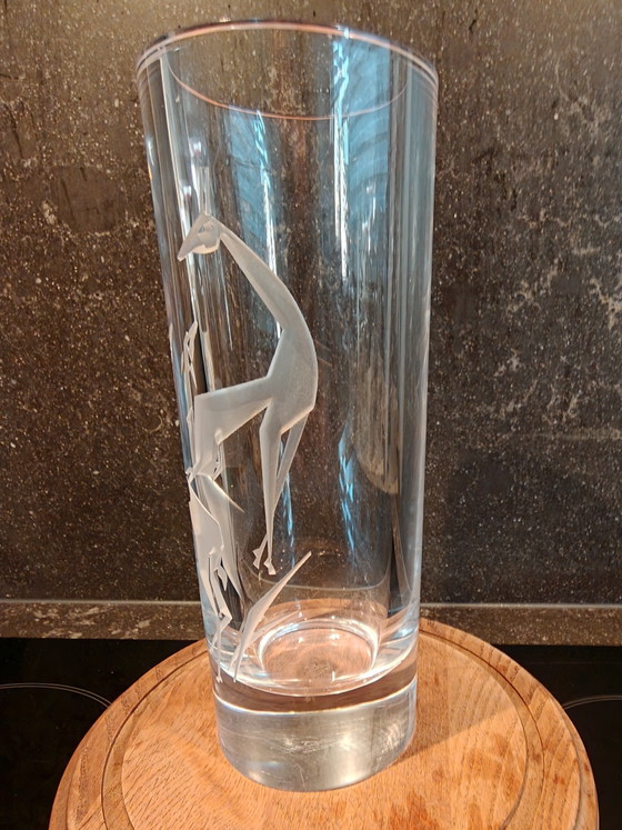 Image 1 of Serves vase with giraffes, 26 cm, made in France