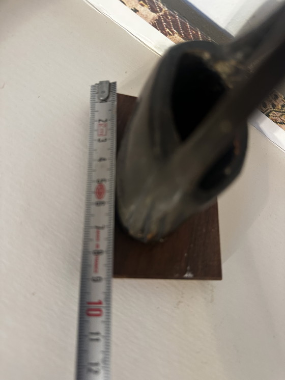 Image 1 of Grand Oiseau en Bois Noir Sculpté- Période Art-Deco H 43 cm