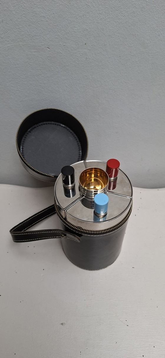 Image 1 of Vintage German Art Deco Travel Bar 3 bottles + 4 shots