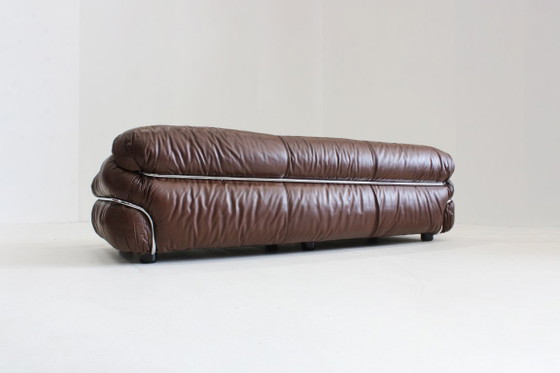 Image 1 of Gianfranco Frattini Sesann sofa Cassina 1970s in brown leather