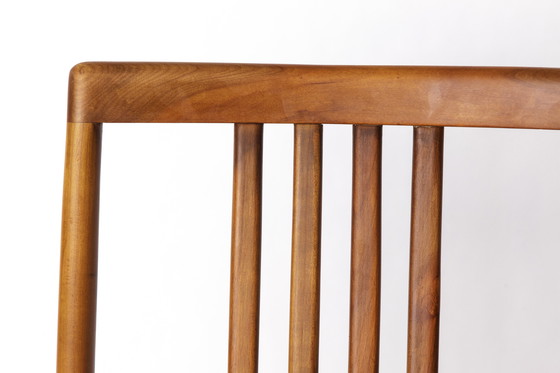 Image 1 of 1 of 11 Vintage Chairs by Lübke – 1960s-70s Beech Wood & Violet Textile Upholstery