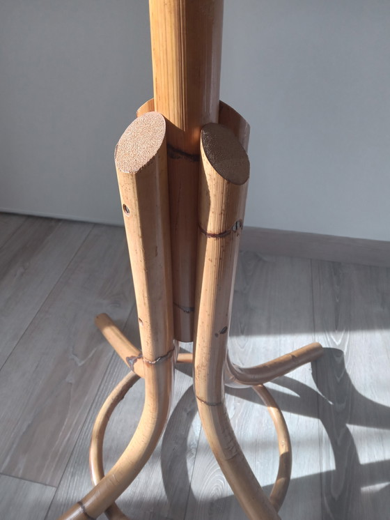 Image 1 of Garderobe im Boho-Stil aus Holz und geflochtenem Rattan