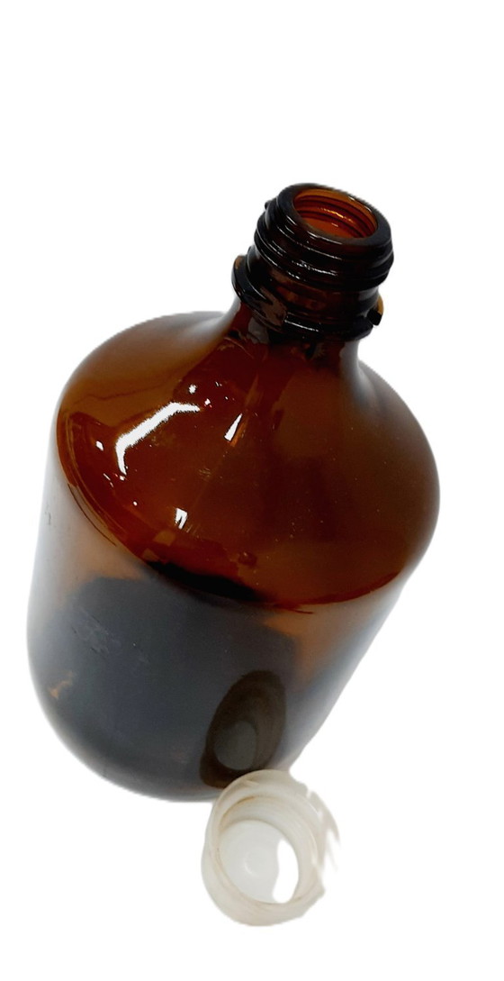 Image 1 of Vintage Large Amber Glass Chemistry/Apothecary Bottle