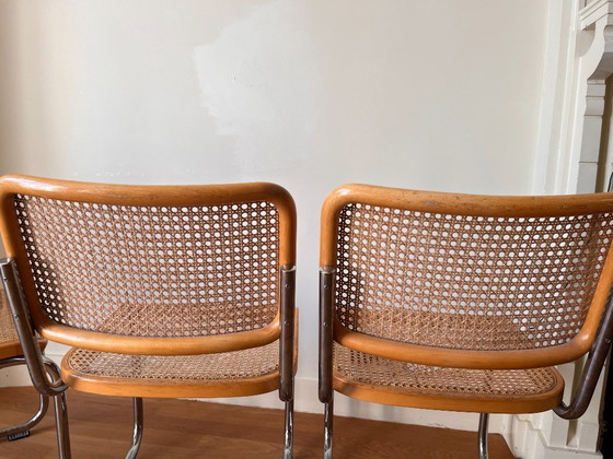 Image 1 of 4x Silla Thonet Marcel Breuer S32 Cesca con protectores de suelo