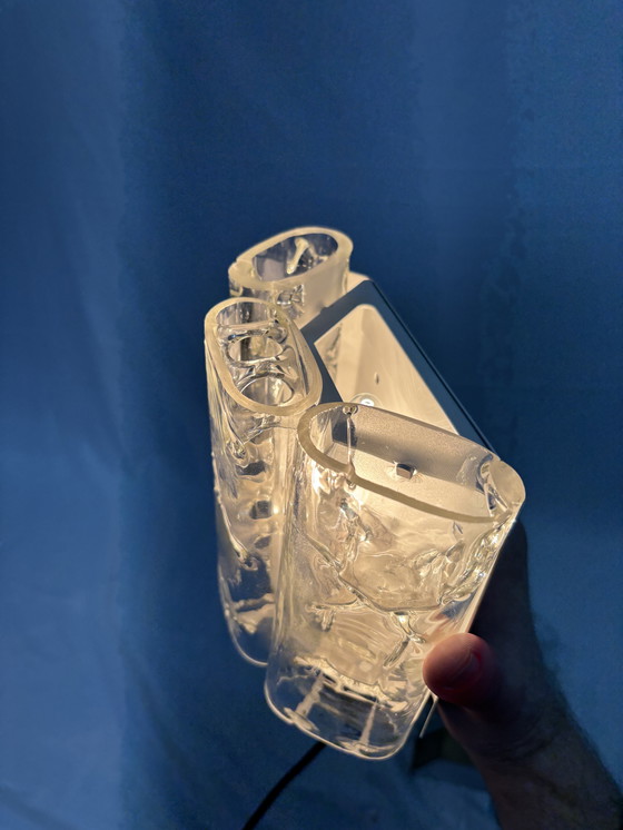 Image 1 of Set of 2 vintage Doria Leuchten ice glass wall lamps 1960s