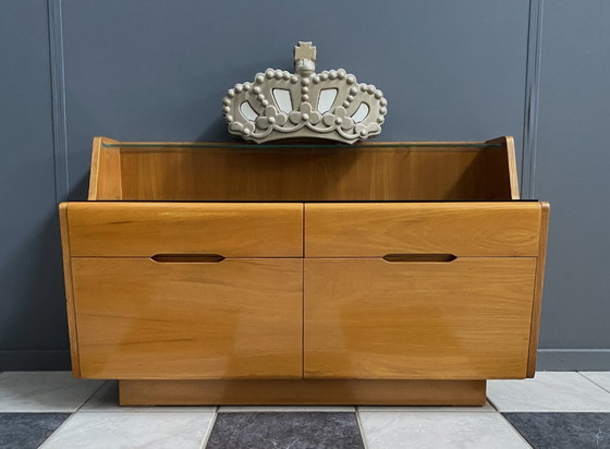 Image 1 of lowboard  with black glass top 1960s