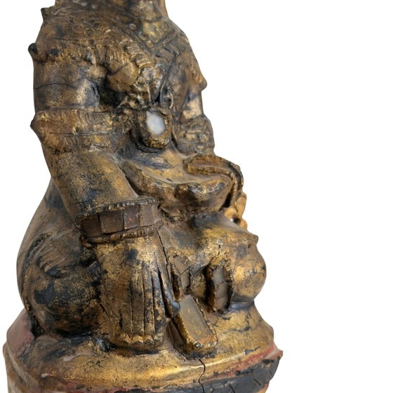 Espíritu Nat birmano antiguo – Estatua de templo de madera dorada, Myanmar, c. 1900 – Esculturas, Wood (photo 11 of 11)