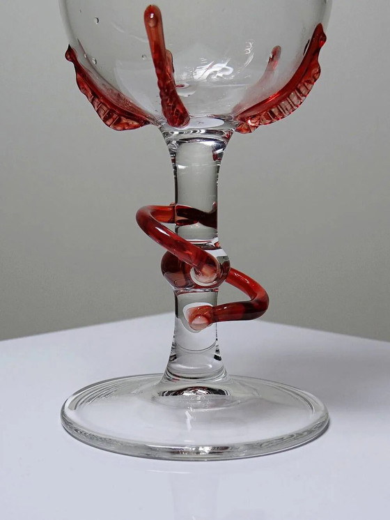 Soliflore vase, blown Venetian Murano glass, vintage 50-60 Filigrana/Zanfirico, Crystal, Transparent (photo 7 of 11)