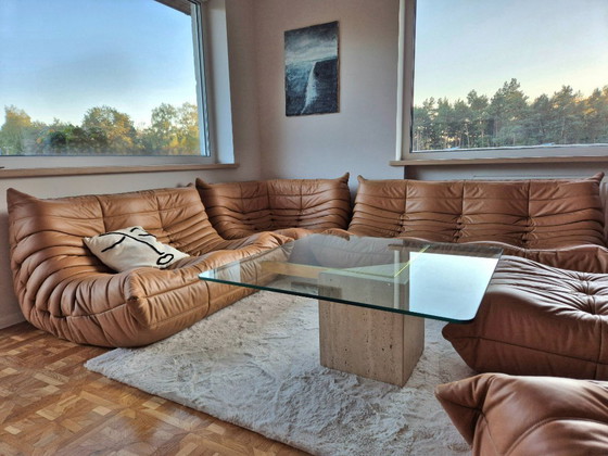 Image 1 of Michel Ducaroy for Ligne Roset Camel Leather Togo Sofas, Set of 5