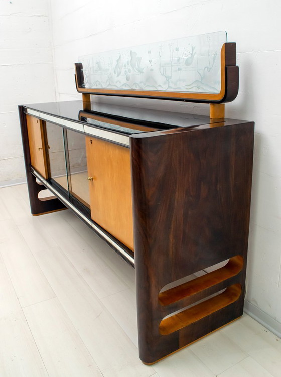 Image 1 of Osvaldo Borsani Mid-Century Modern Italian Walnut and Maple Sideboard, 1950s