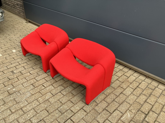 Image 1 of 2x sedie Artifort Groovy F598 M in tessuto originale, in ottime condizioni!