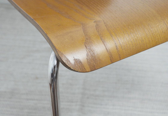 Image 1 of Chaises IKEA Gilbert en teck vintage, ensemble de 6 chaises de salle à manger empilables en contreplaqué de teck, style scandina