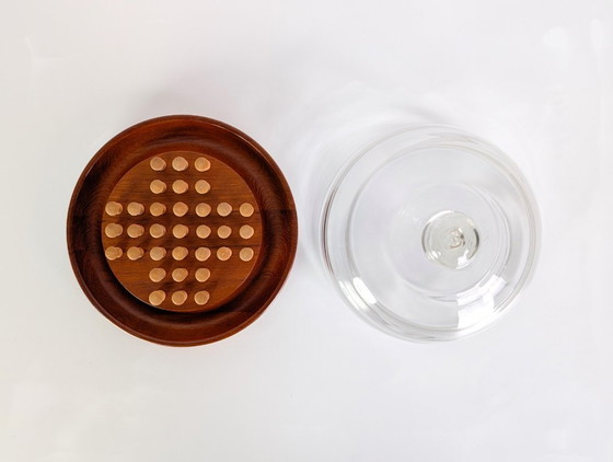 Image 1 of Juego de mesa Solitario original de mediados de siglo, década de 1960, Dinamarca, cristal de teca.