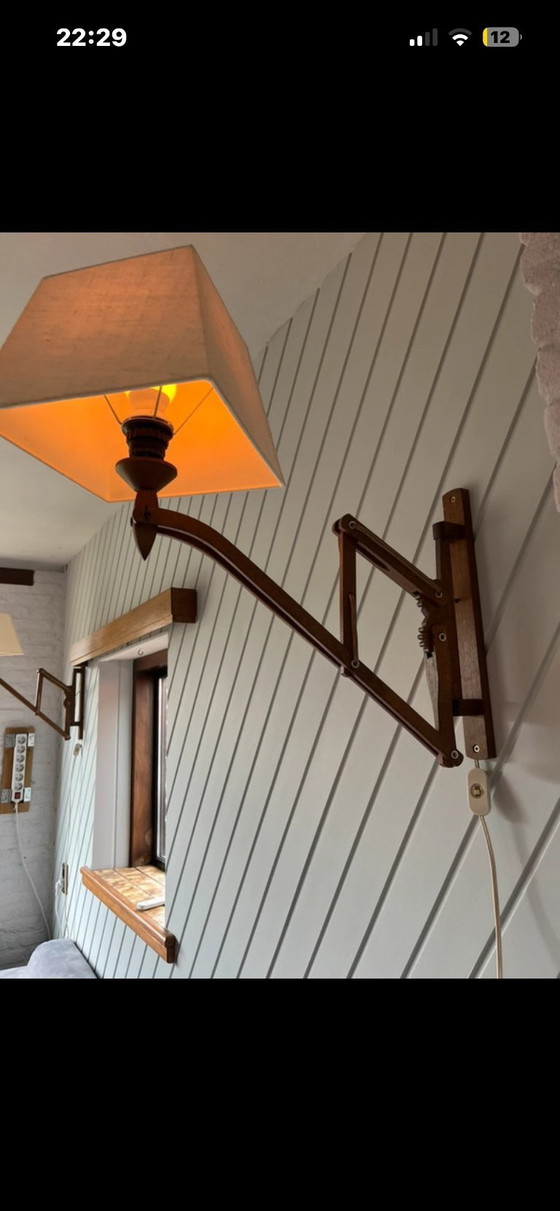 Image 1 of 5 lampade a forbice in stile danese in legno di teak