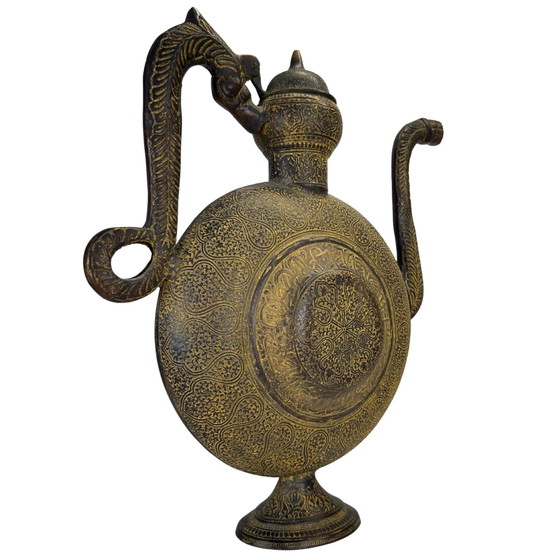 Museumsqualität Indo-Persisches Ritualgefäß – Feuervergoldet & Schwer Gegossen – 19. Jahrhundert (photo 3 of 10)