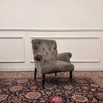 Set Chesterfield Sessel Samt gemustert grau (Foto 12 von 20)