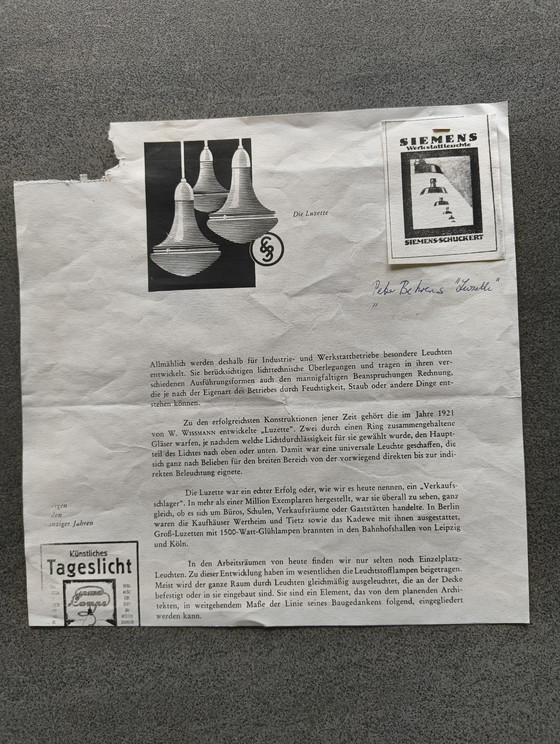 Image 1 of Lampe Siemens originale, conçue par Peter Behrens en 1908